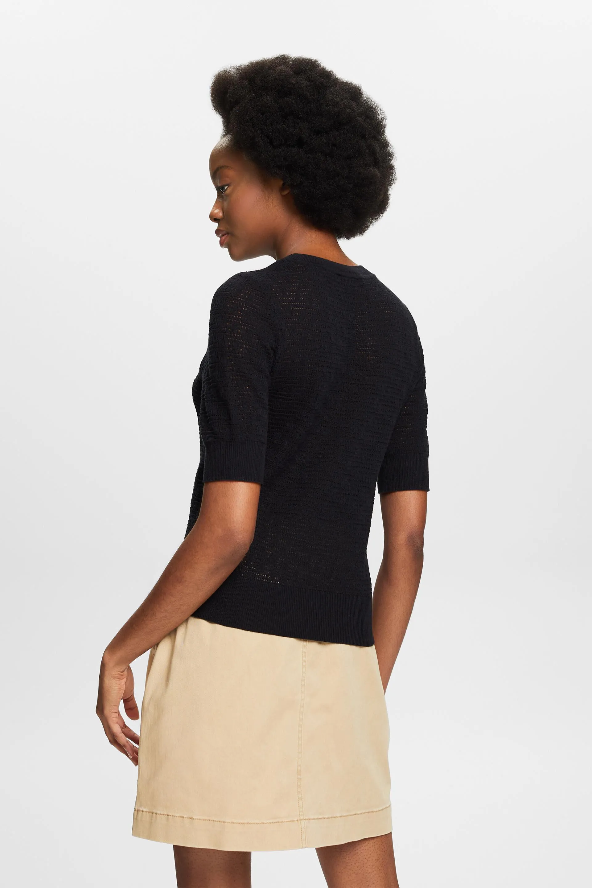 Pullover pointelle a manica corta