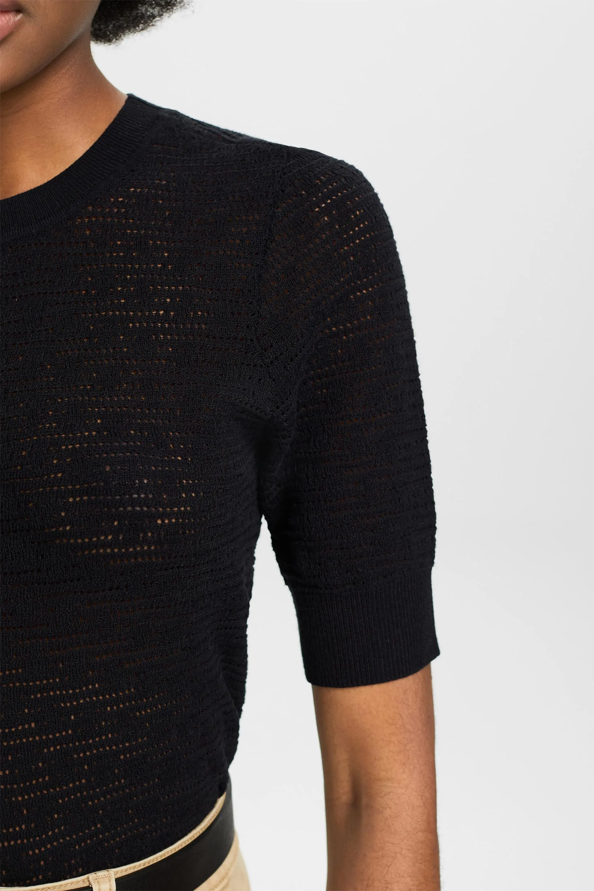Pullover pointelle a manica corta