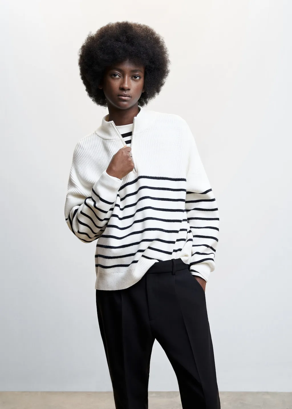 Pullover righe zip