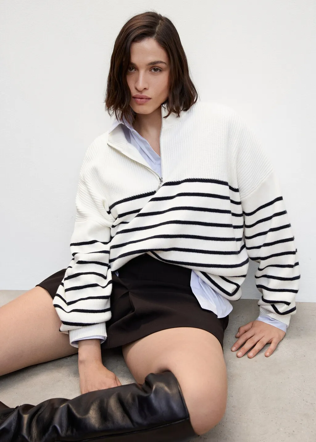 Pullover righe zip