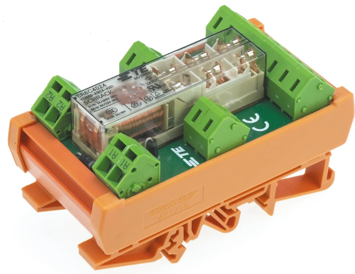 Relè contatti guidati TE Connectivity SR6, 24V cc, 6 poli, 5PST, DPST, 8A, Montaggio su circuito stampato