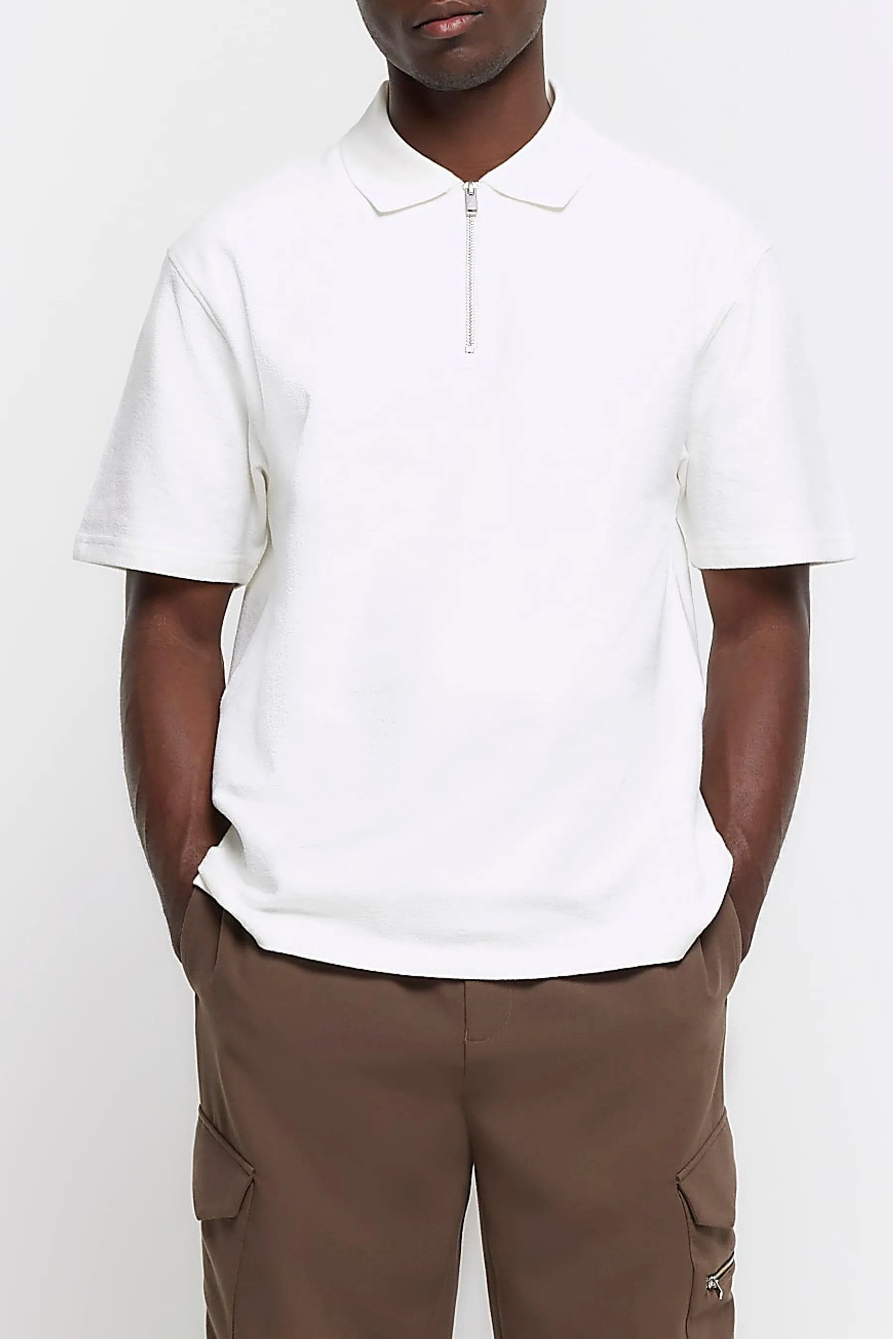 River Island - Polo Con zip testurizzata