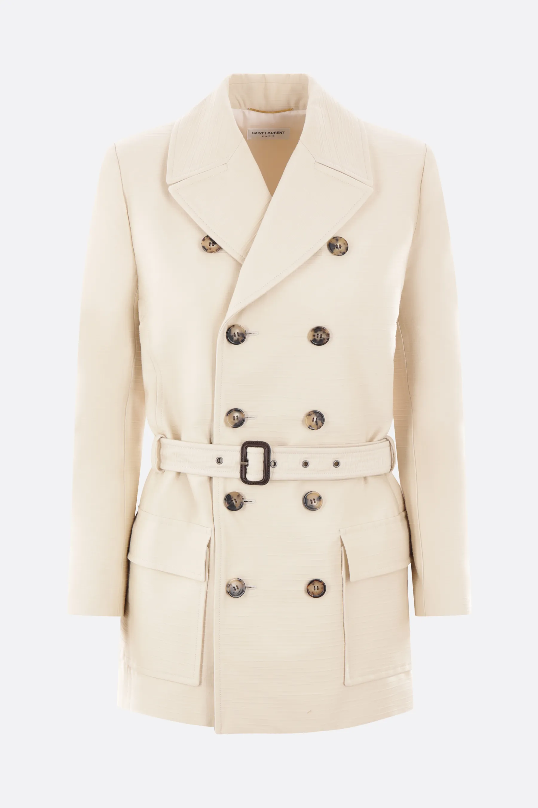 SAINT LAURENT soprabito saharienne in cotone e lana sostenibile