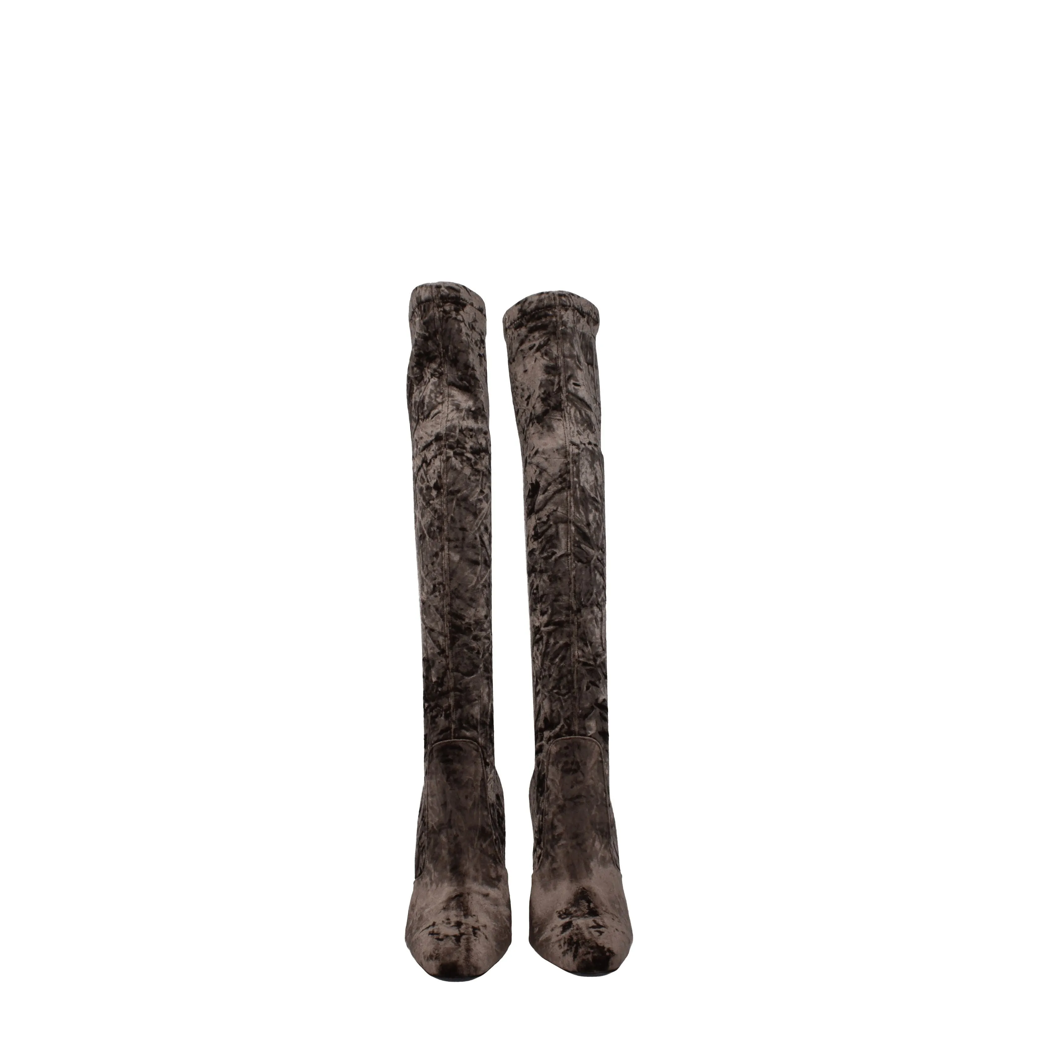 Saint Laurent Stivali Talia Donna Velluto Grigio/Tortora