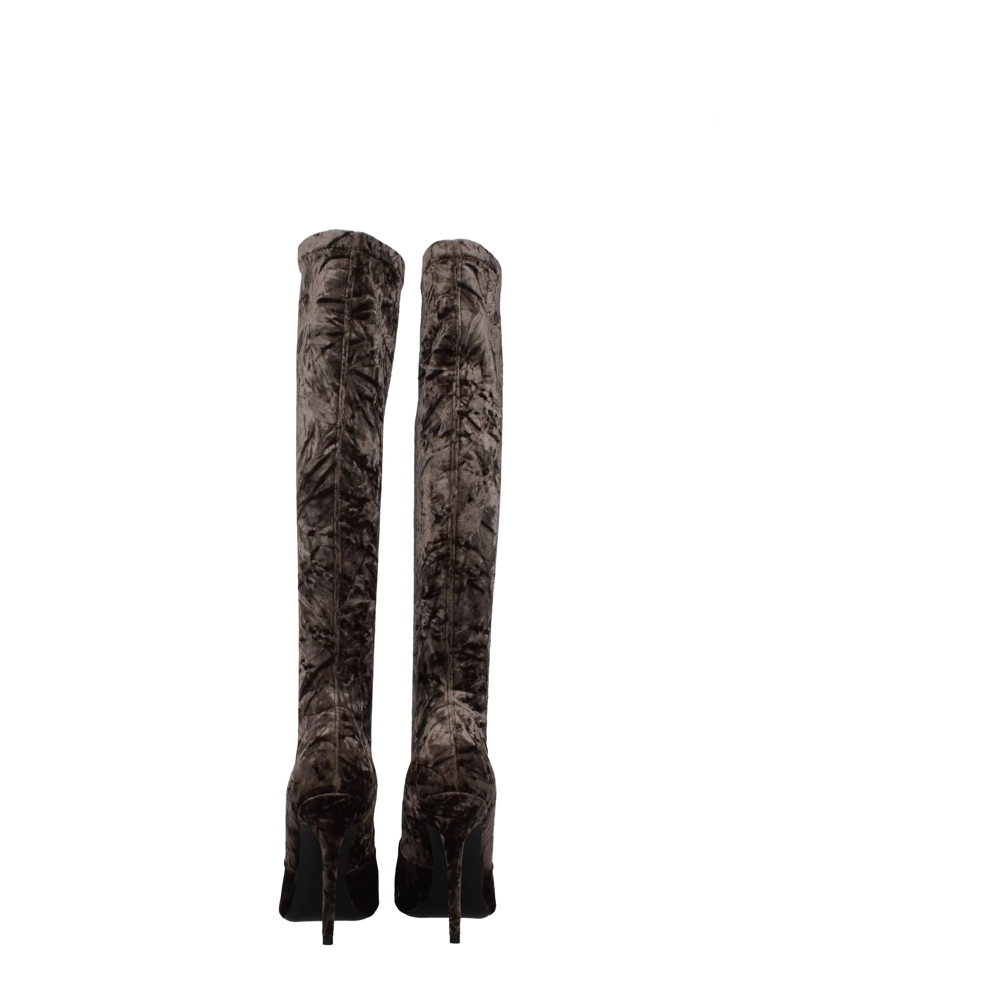 Saint Laurent Stivali Talia Donna Velluto Grigio/Tortora
