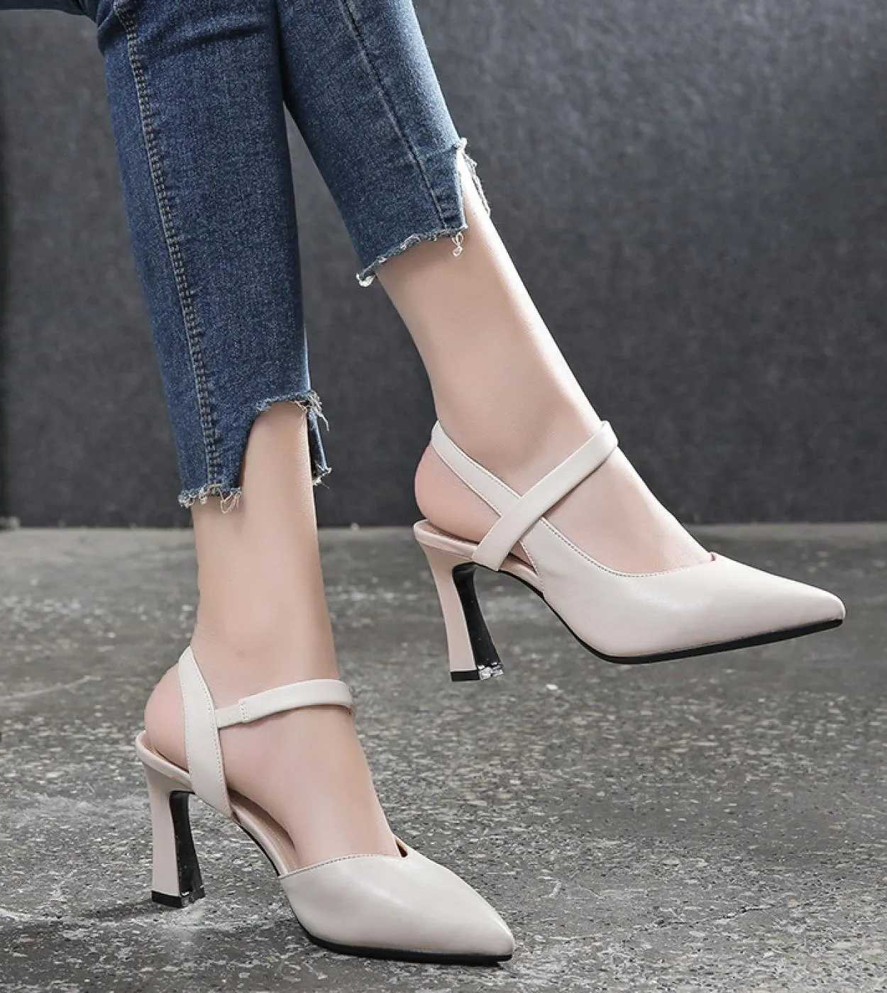 Sandali con tacco alto con strass Punta quadrata Tacchi con strass Scarpe da donna Scarpe con tacco