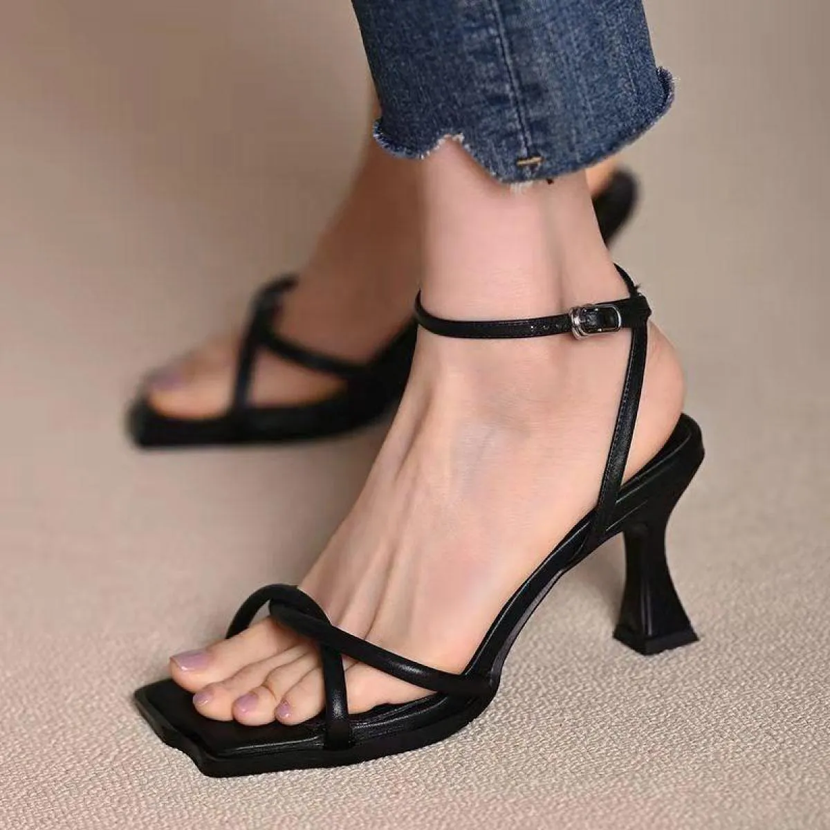 Sandali Scarpe Con Tacco Cinghie Sottili Tacco Con Cinturino Sottile Sandali Donna Con Tacco Alto