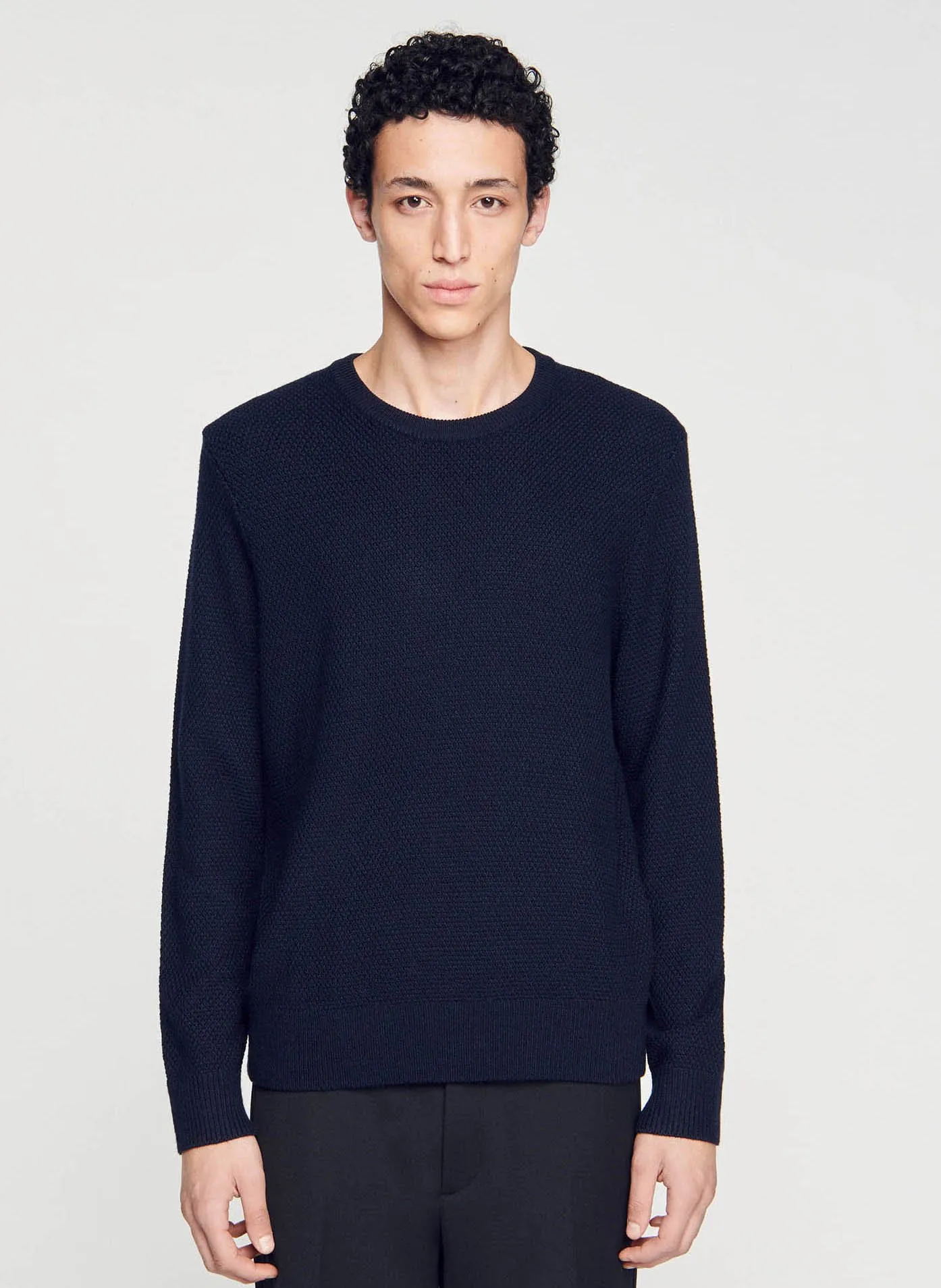  SANDRO   Maglione scollo tondo regular fit in misto lana | Blu