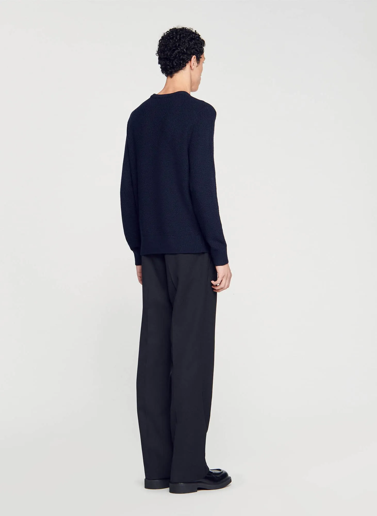  SANDRO   Maglione scollo tondo regular fit in misto lana | Blu