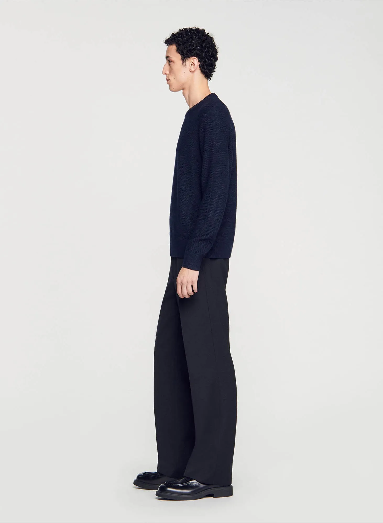  SANDRO   Maglione scollo tondo regular fit in misto lana | Blu