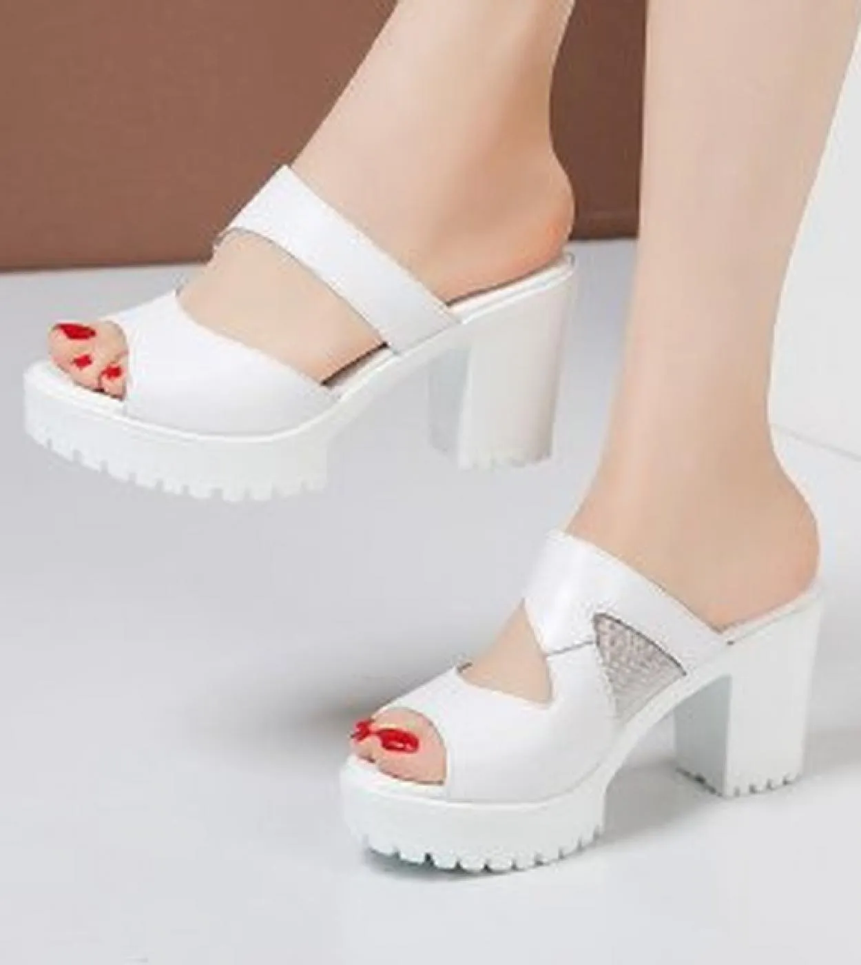 Scarpe da sposa con plateau Sandali Scarpe con tacco con plateau Pantofole con plateau con tacco da donna