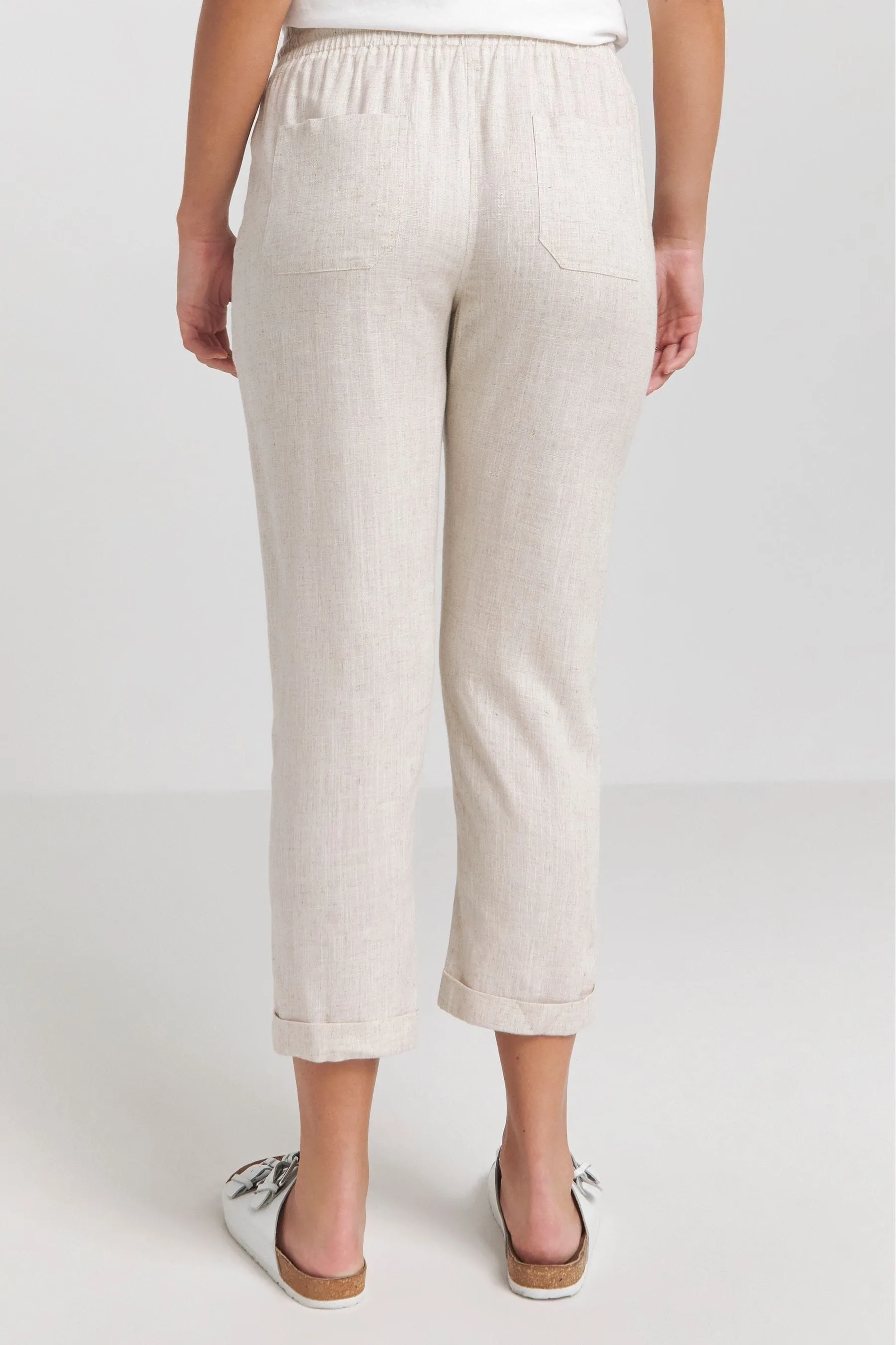 Simply Be - Pantaloni in lino stretti in fondo con allacciatura in vita