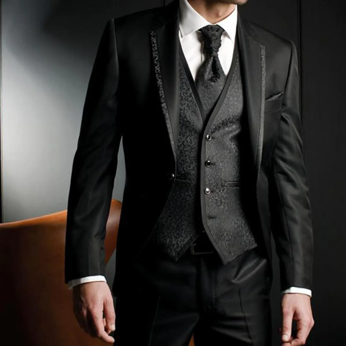 Smoking da sposa slim fit floreale per lo sposo 3 pezzi uomo moda abiti giacca gilet con pantaloni risvolto con risvolto costum