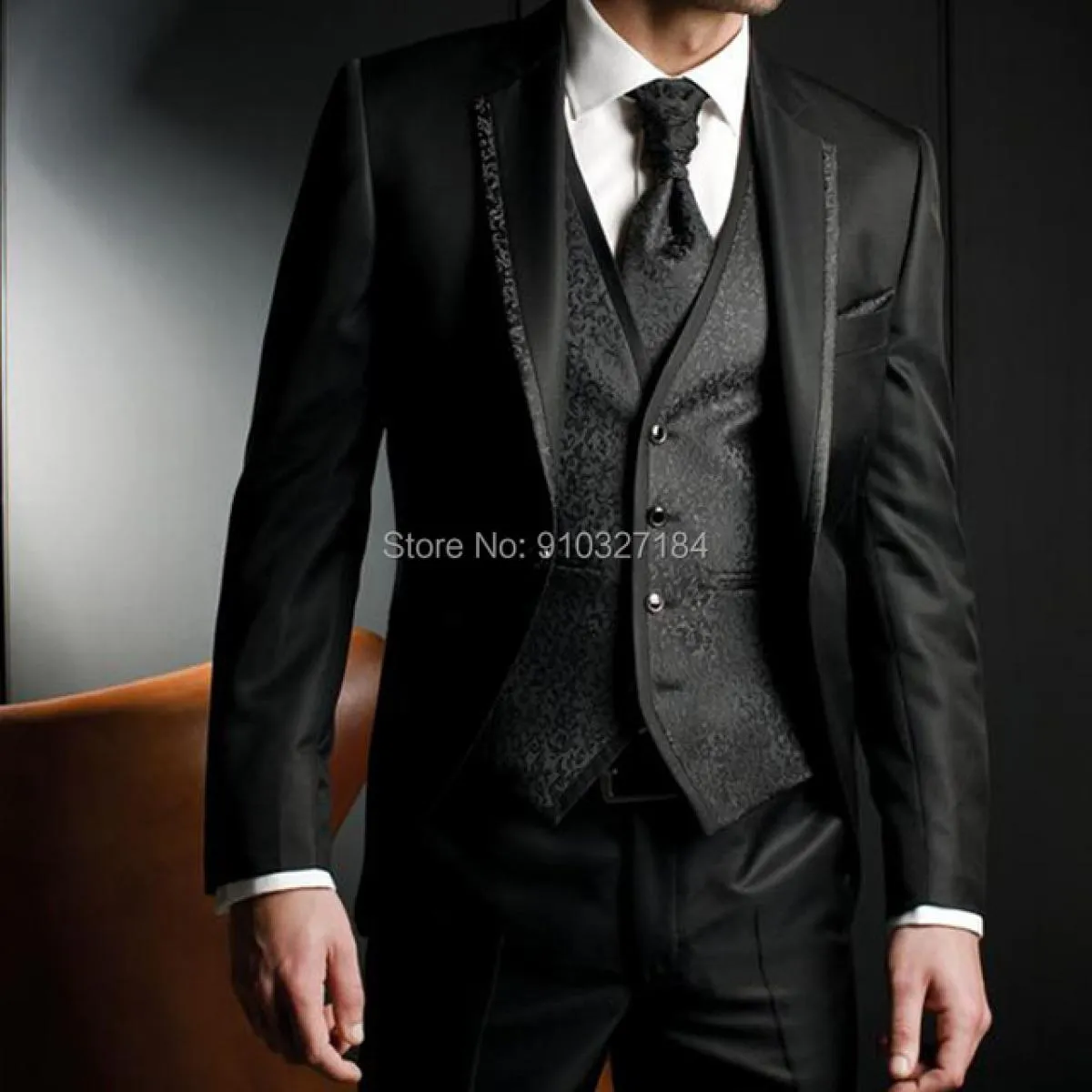 Smoking da sposa slim fit floreale per lo sposo 3 pezzi uomo moda abiti giacca gilet con pantaloni risvolto con risvolto costum