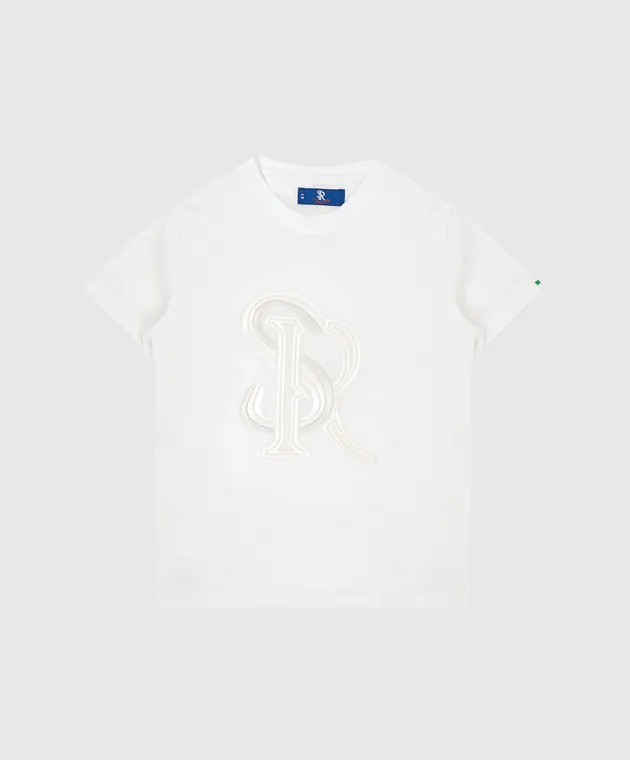 Stefano Ricci T-shirt bianca da bambino con ricamo monogramma YNH0300300TE0001