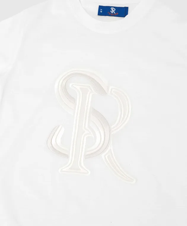 Stefano Ricci T-shirt bianca da bambino con ricamo monogramma YNH0300300TE0001