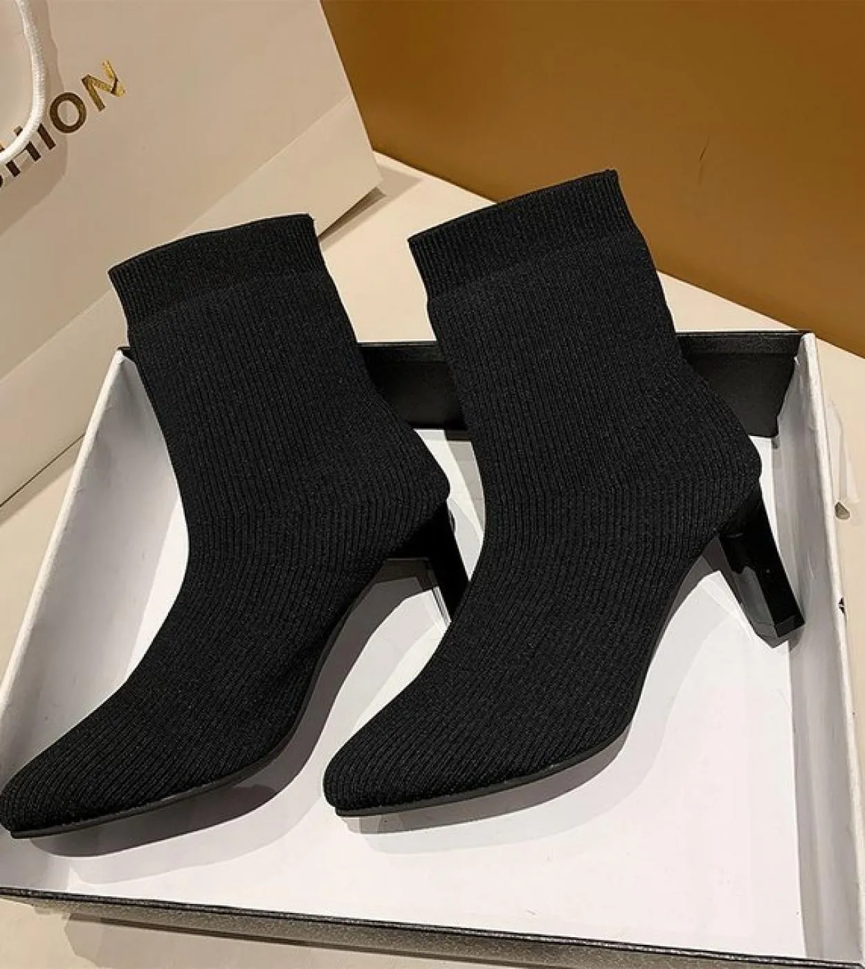 Stivali a calzino elasticizzati Stivali invernali da donna Donna 2022 Stivali lunghi elasticizzati Tacco 2023