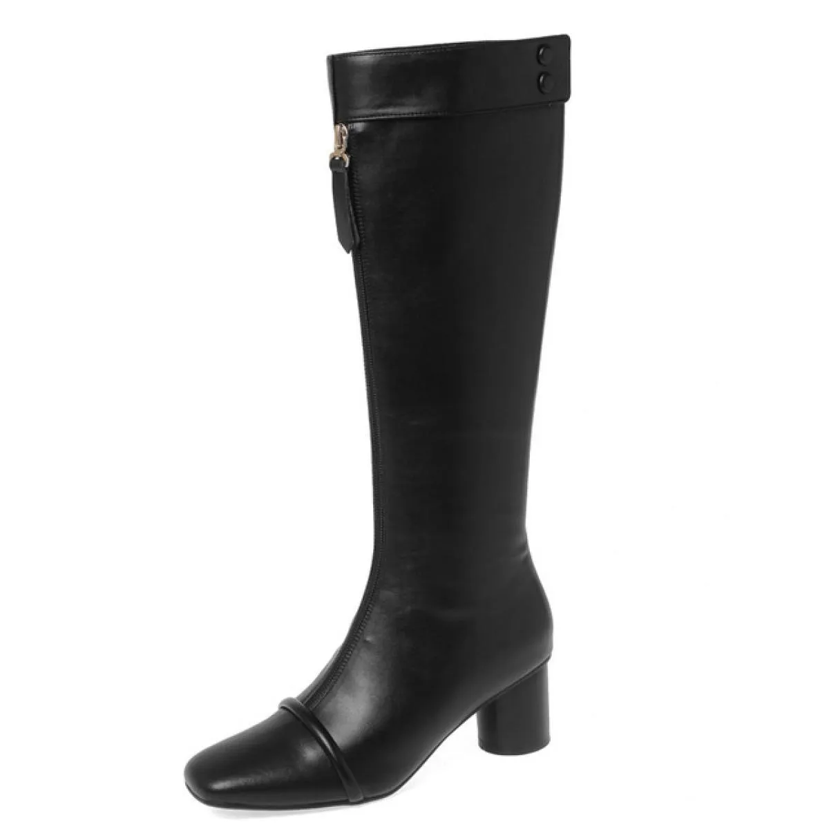 Stivali alti al ginocchio da donna Autunno Inverno Stivali lunghi elasticizzati sottili in vera pelle Scarpe da donna con tacco