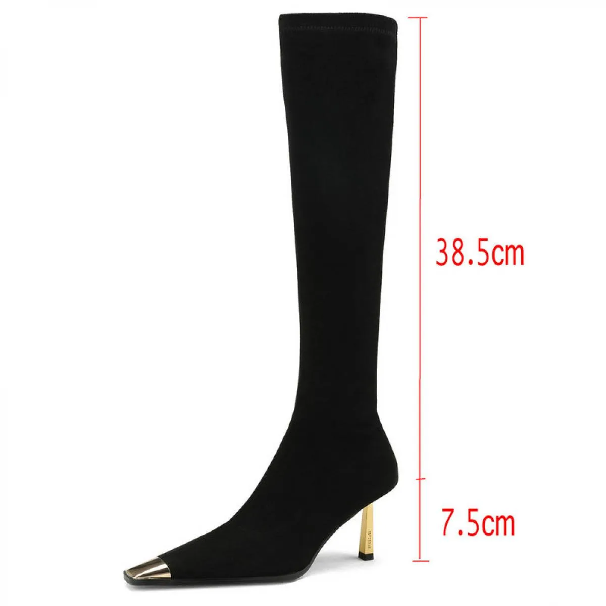 Stivali alti al ginocchio da donna Autunno Inverno Tacchi alti sottili Punta a punta Pelle scamosciata di mucca matura Scarpe da