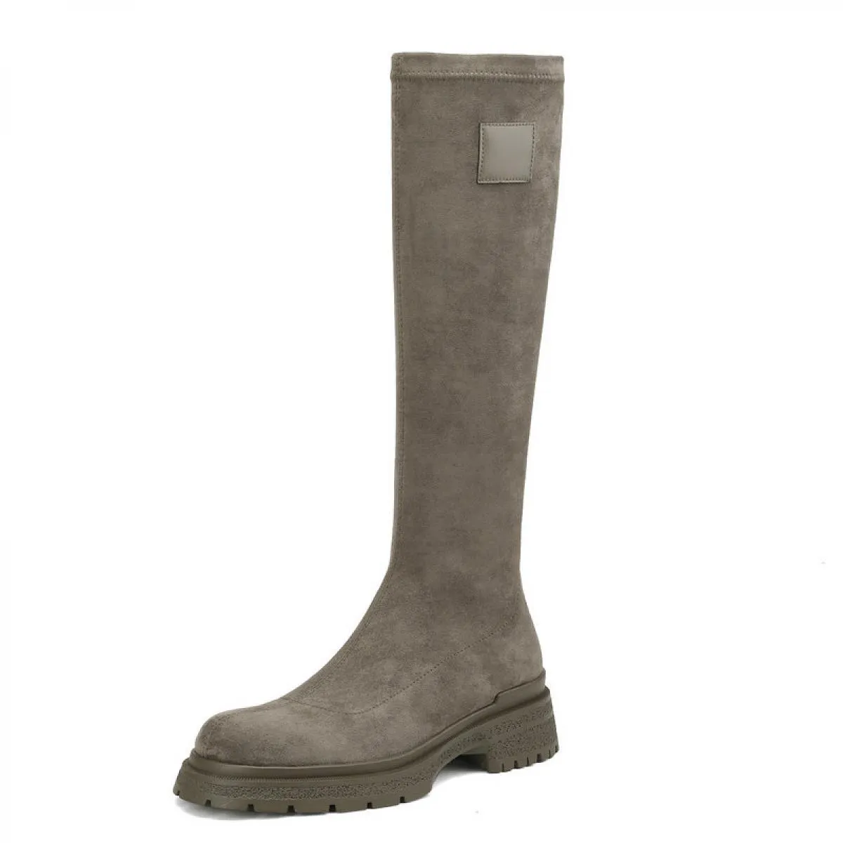 Stivali alti al ginocchio da donna Piattaforme di giunzione in vera pelle Stivali elasticizzati Scarpe con tacco spesso Donna Au