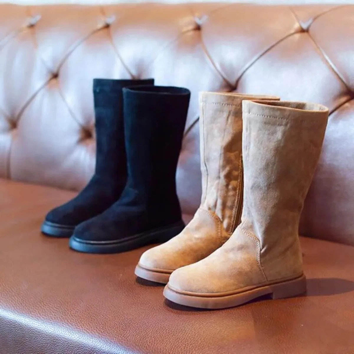 Stivali alti al ginocchio Scarpe da principessa per ragazze Stivali per bambini Novità 2024 Scarpe in cotone caldo scamosciato m