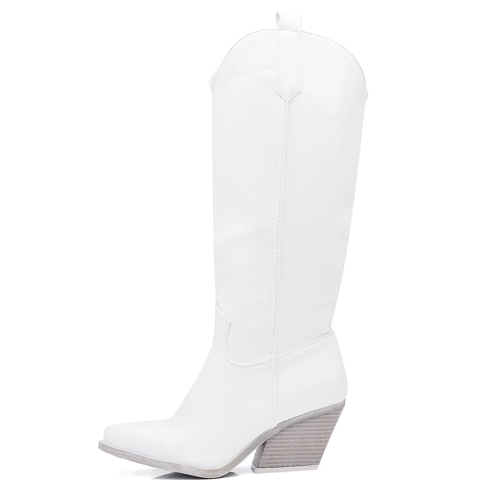 Stivali Alti Camperos Texani A Punta Ginocchio Western Camoscio Da Donna LY80-4