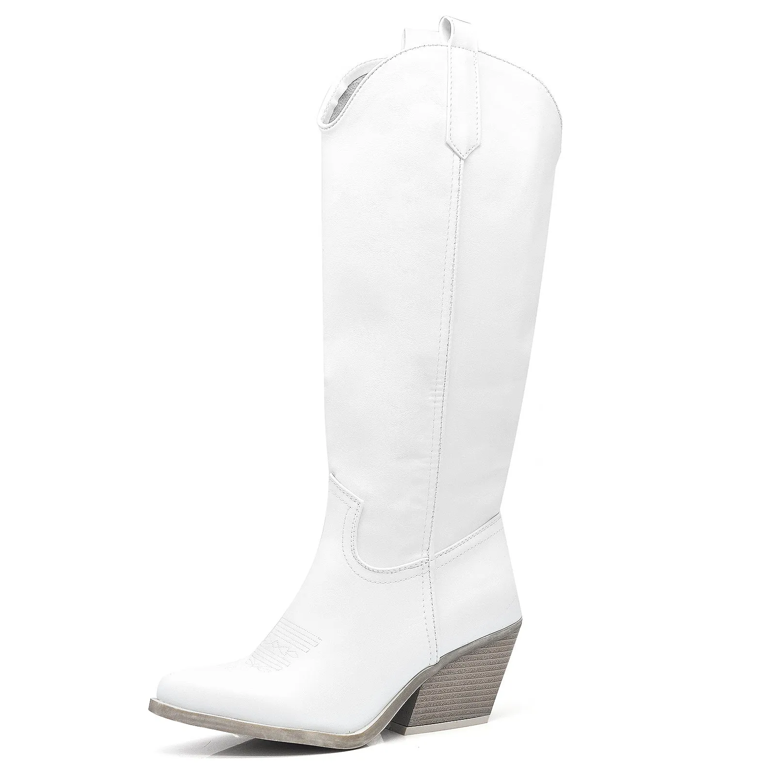 Stivali Alti Camperos Texani A Punta Ginocchio Western Camoscio Da Donna LY80-4