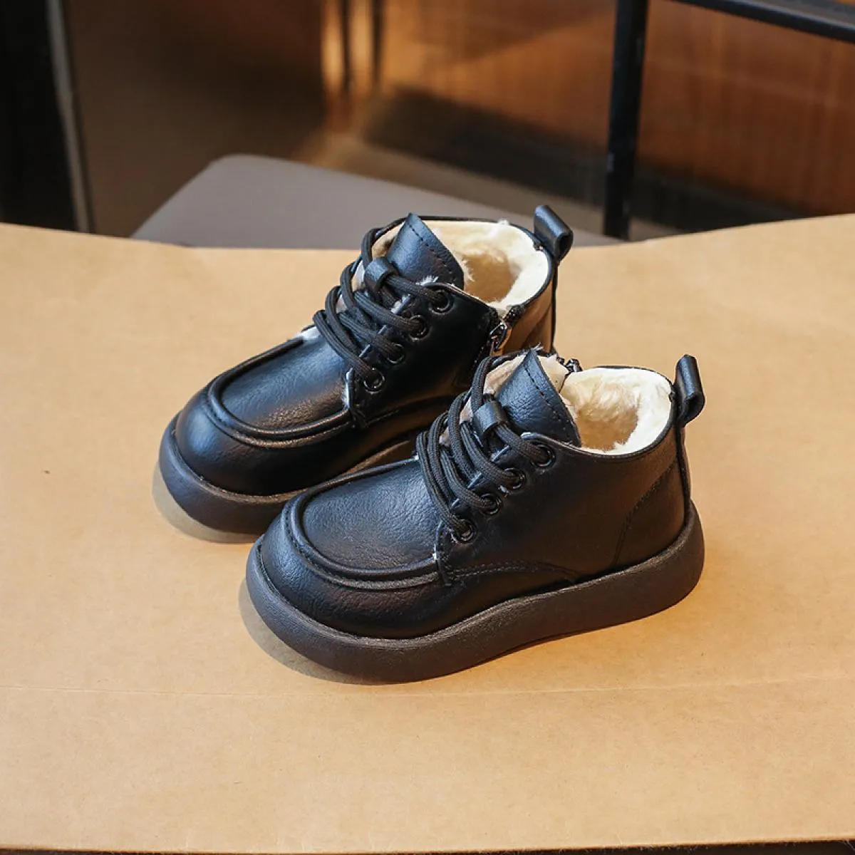 Stivali alti in pelle Pu per bambini Stivali morbidi classici foderati per bambini Ragazzi Ragazze Scarpe da scuola invernali Nu