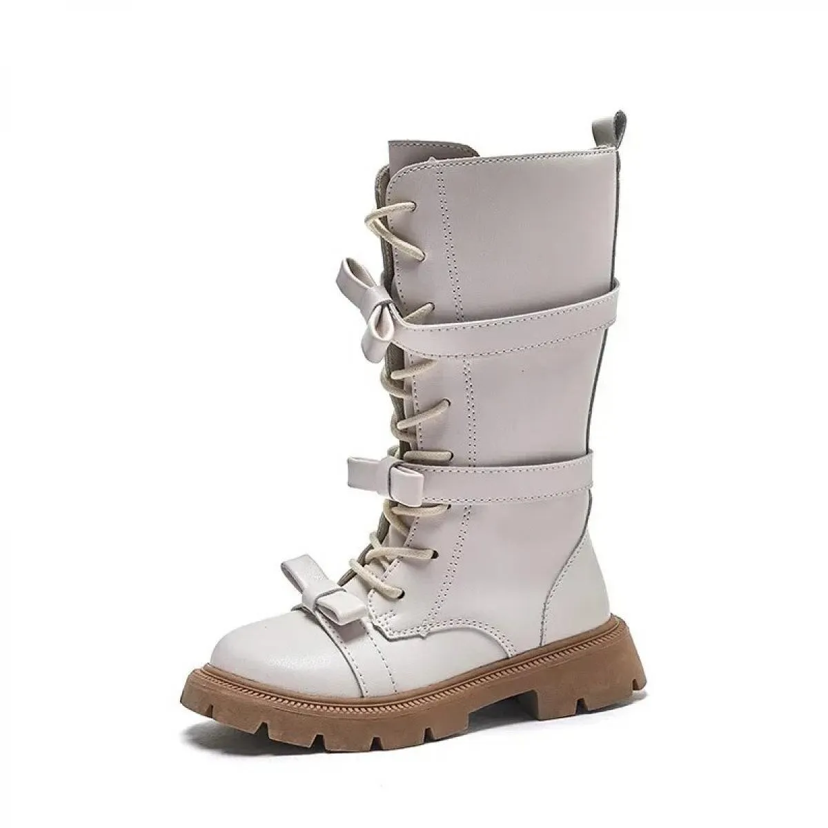 Stivali alti per ragazze nuovi stivali lunghi per bambini stile invernale 2024 per passerella per bambini Bowknot stivale in tin