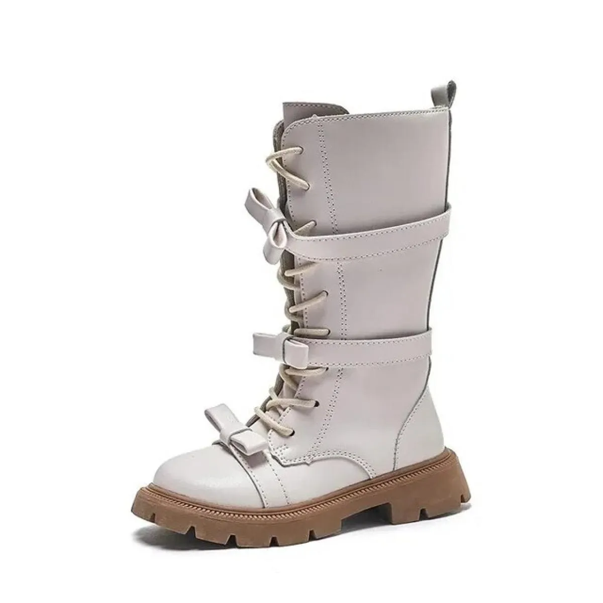 Stivali alti per ragazze nuovi stivali lunghi per bambini stile invernale 2024 per passerella per bambini Bowknot stivale in tin