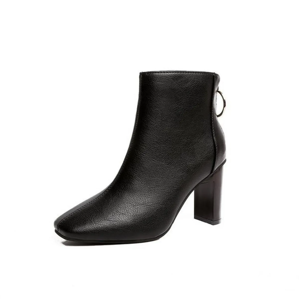Stivali corti moda autunno inverno donna tinta unita punta quadrata tacchi alti stivali tinta unita semplici casual tacco alto S
