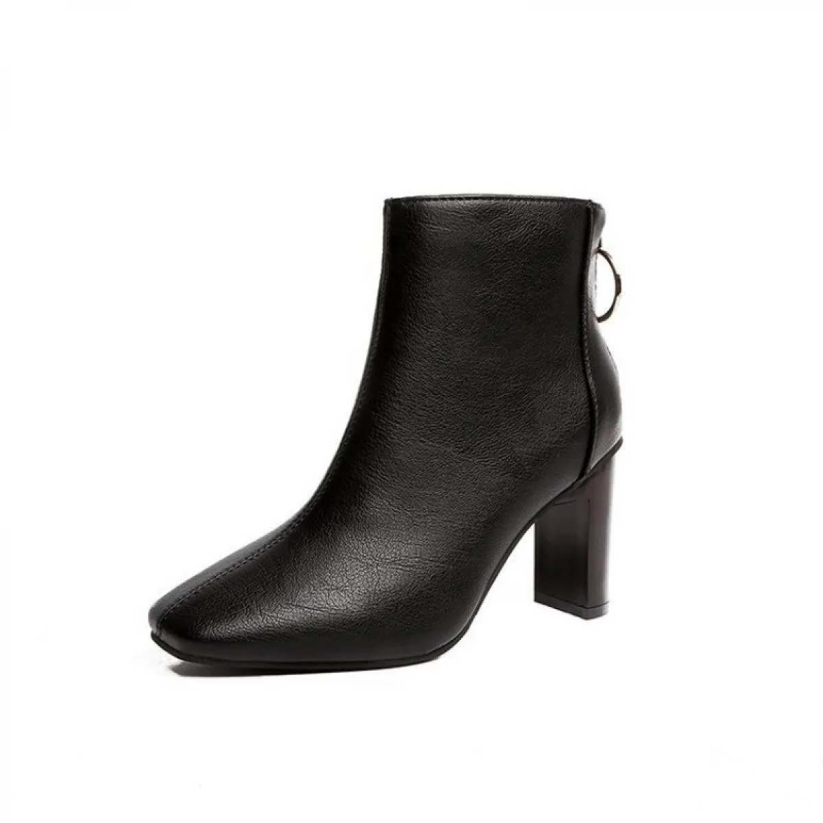 Stivali corti moda autunno inverno donna tinta unita punta quadrata tacchi alti stivali tinta unita semplici casual tacco alto S