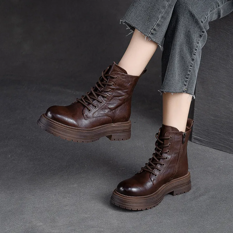 Stivali da donna in pelle patchwork classici retrò