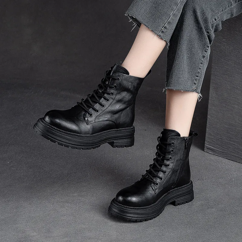 Stivali da donna in pelle patchwork classici retrò