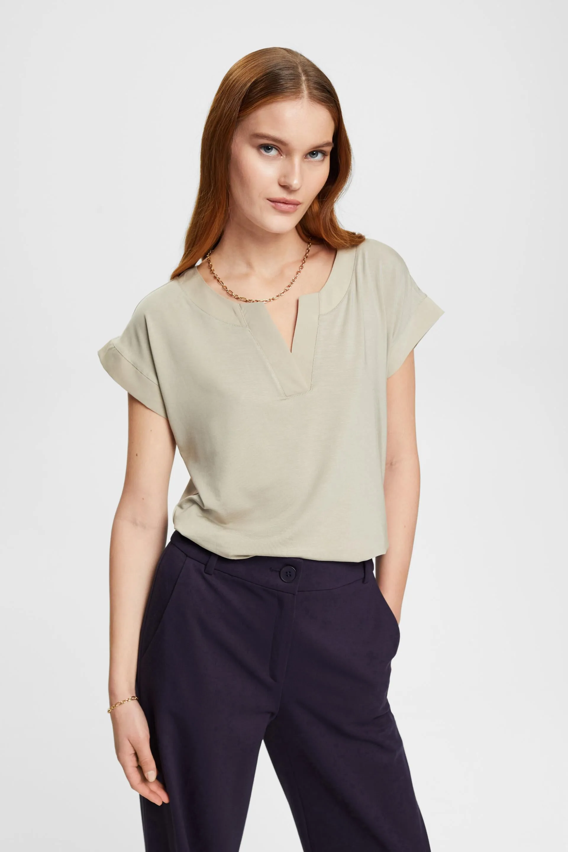 T-shirt con scollo a V, TENCEL™