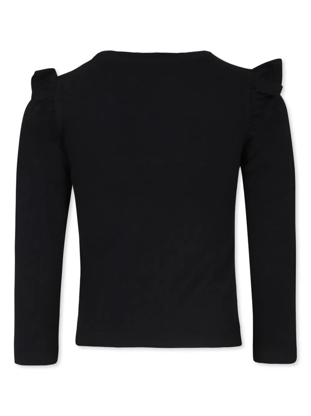 T-shirt per bambina Moschino Kids nero con ruches sulla spalla