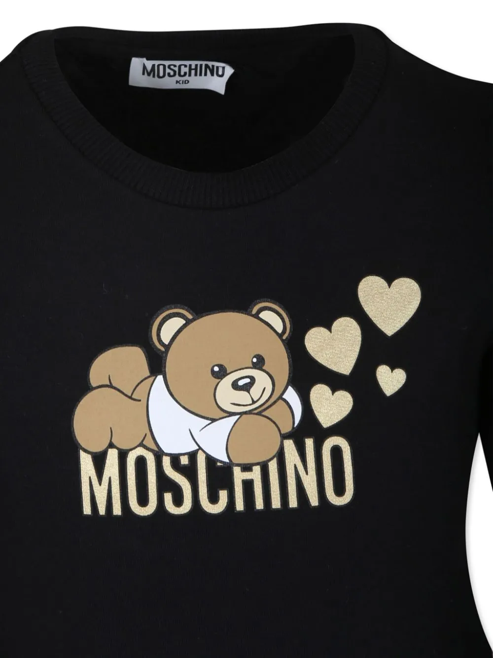 T-shirt per bambina Moschino Kids nero con ruches sulla spalla