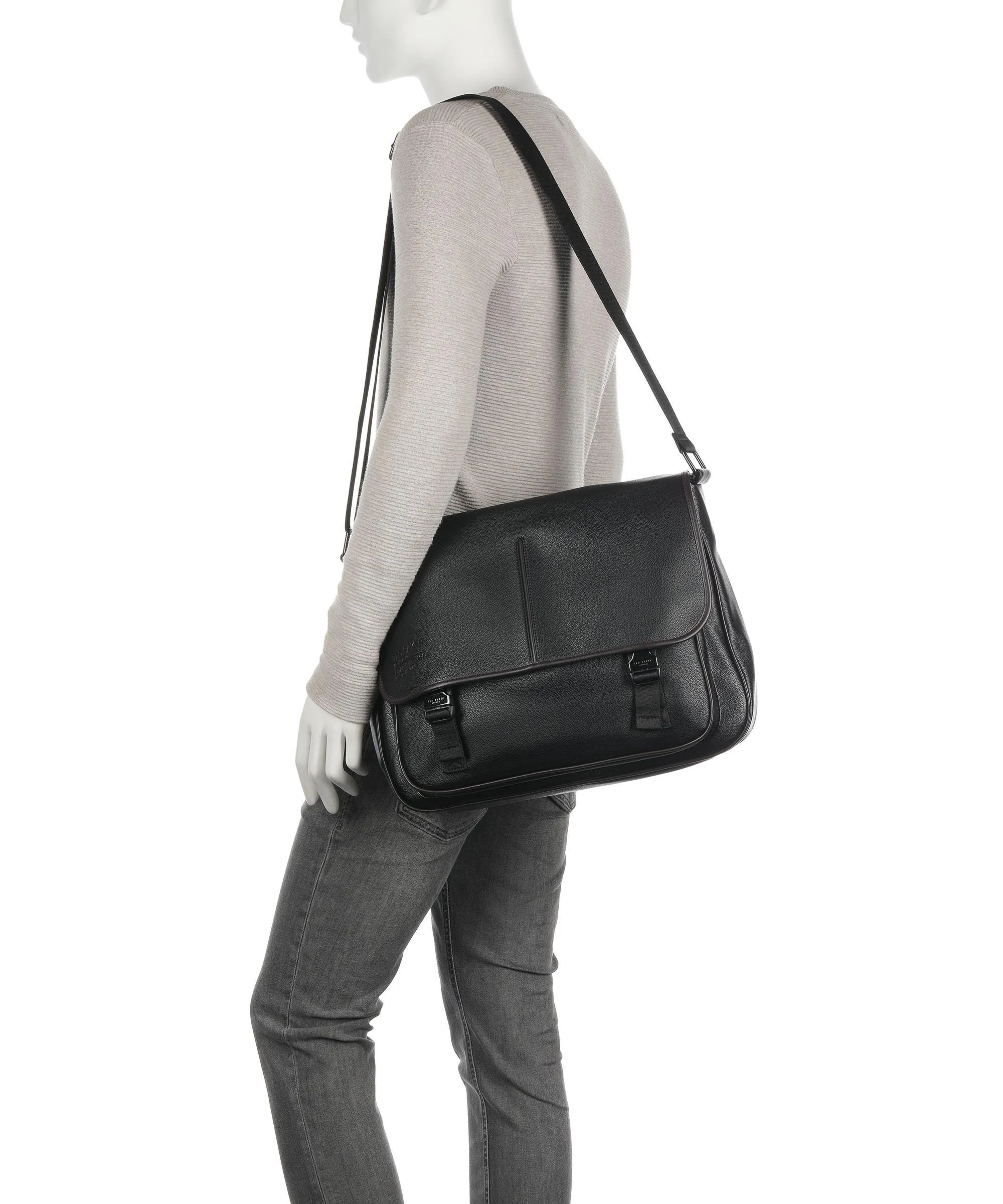  Ted Baker Josper Borsa messenger 14″ poliuretano riciclato nero  