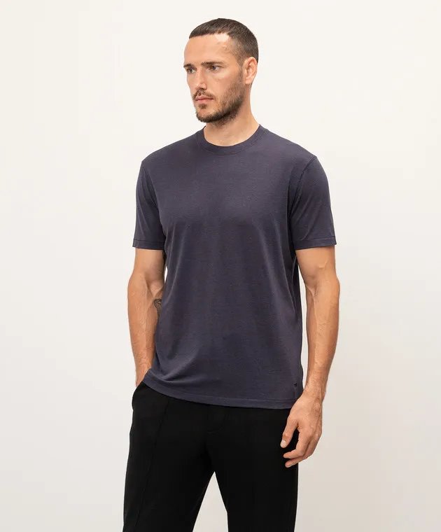 Tom Ford T-shirt blu con ricamo logo JCS004JMT002S23