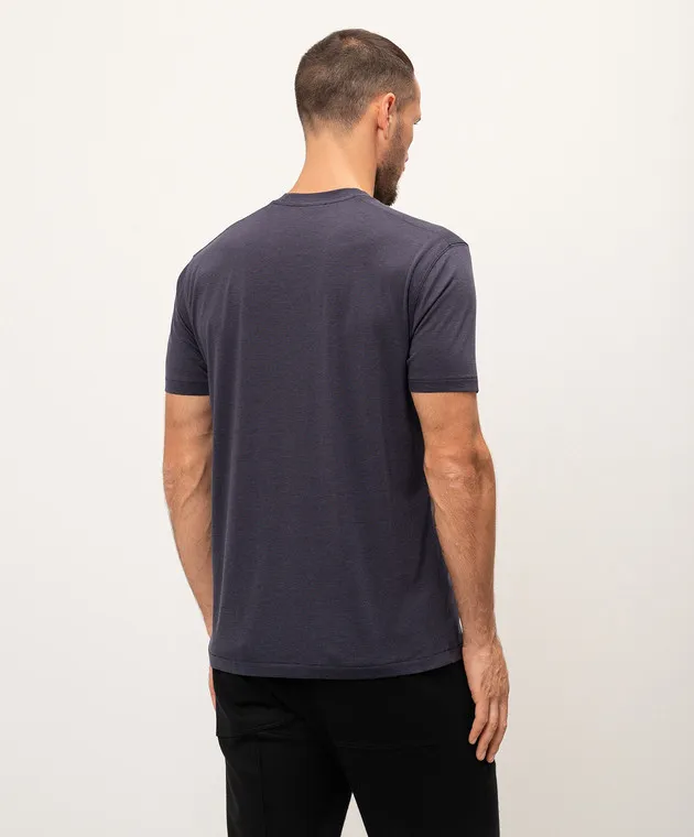 Tom Ford T-shirt blu con ricamo logo JCS004JMT002S23