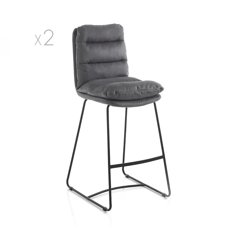 Tomasucci Set 2 sgabelli imbottiti Gana, grigio/nero opaco