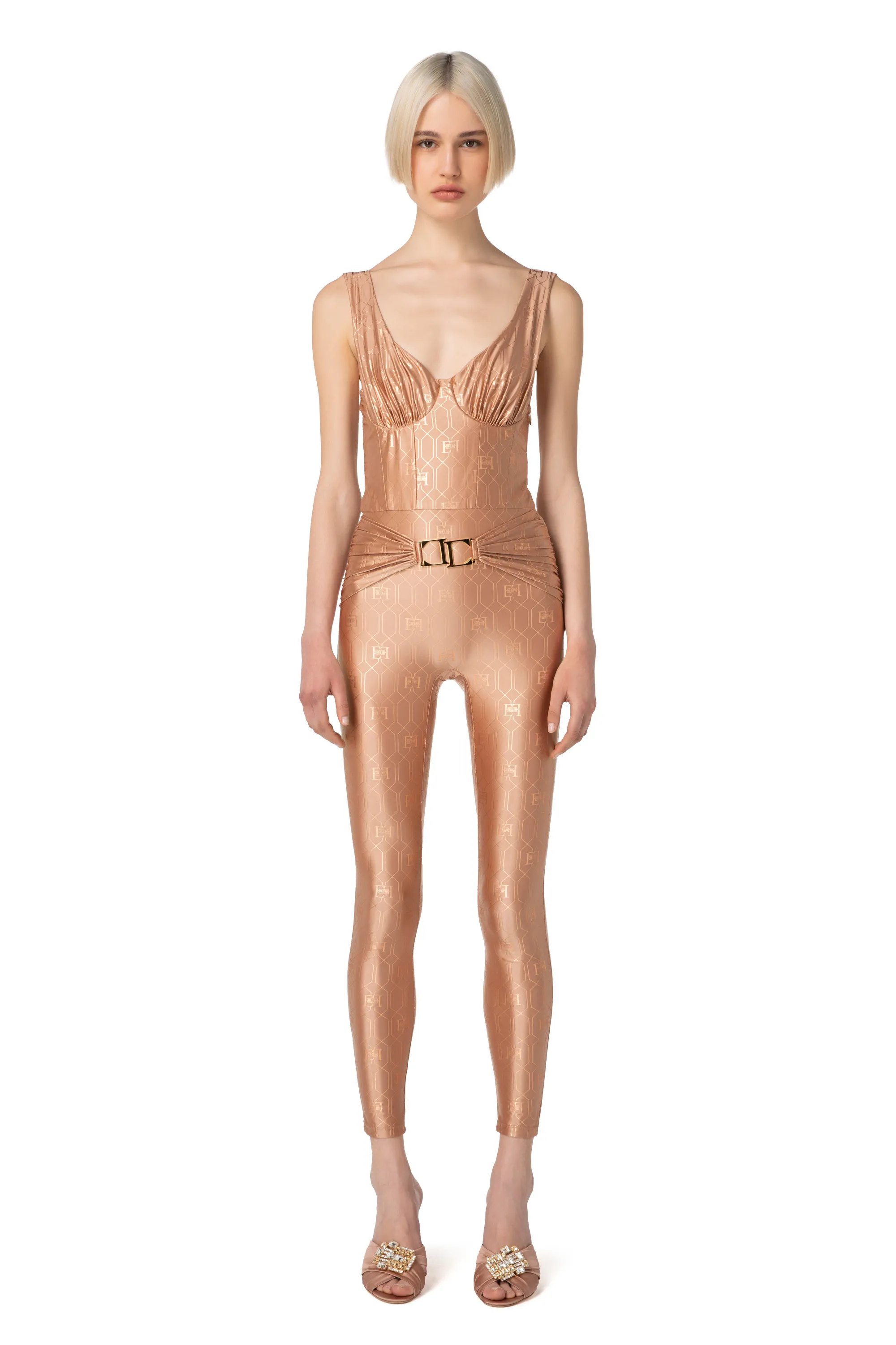 Tuta in lycra con top motivo bustier