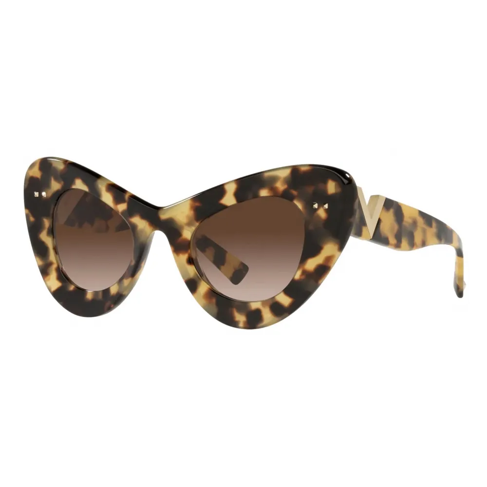 Valentino - Occhiale da Sole Cat-Eye in Acetato VLogo Signature - Havana Marrone - Valentino Eyewear