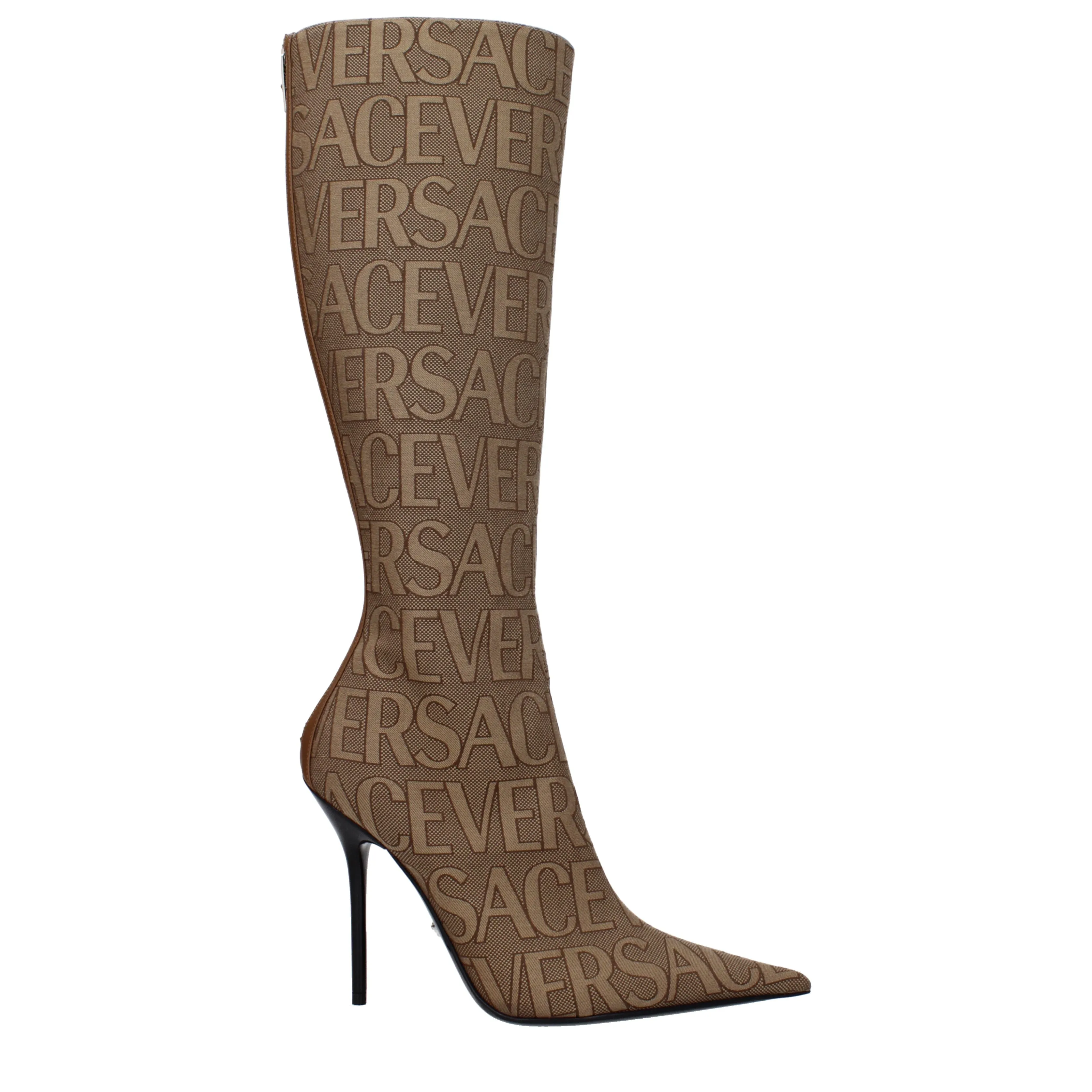 Versace Stivali Donna Tessuto Beige/Marrone