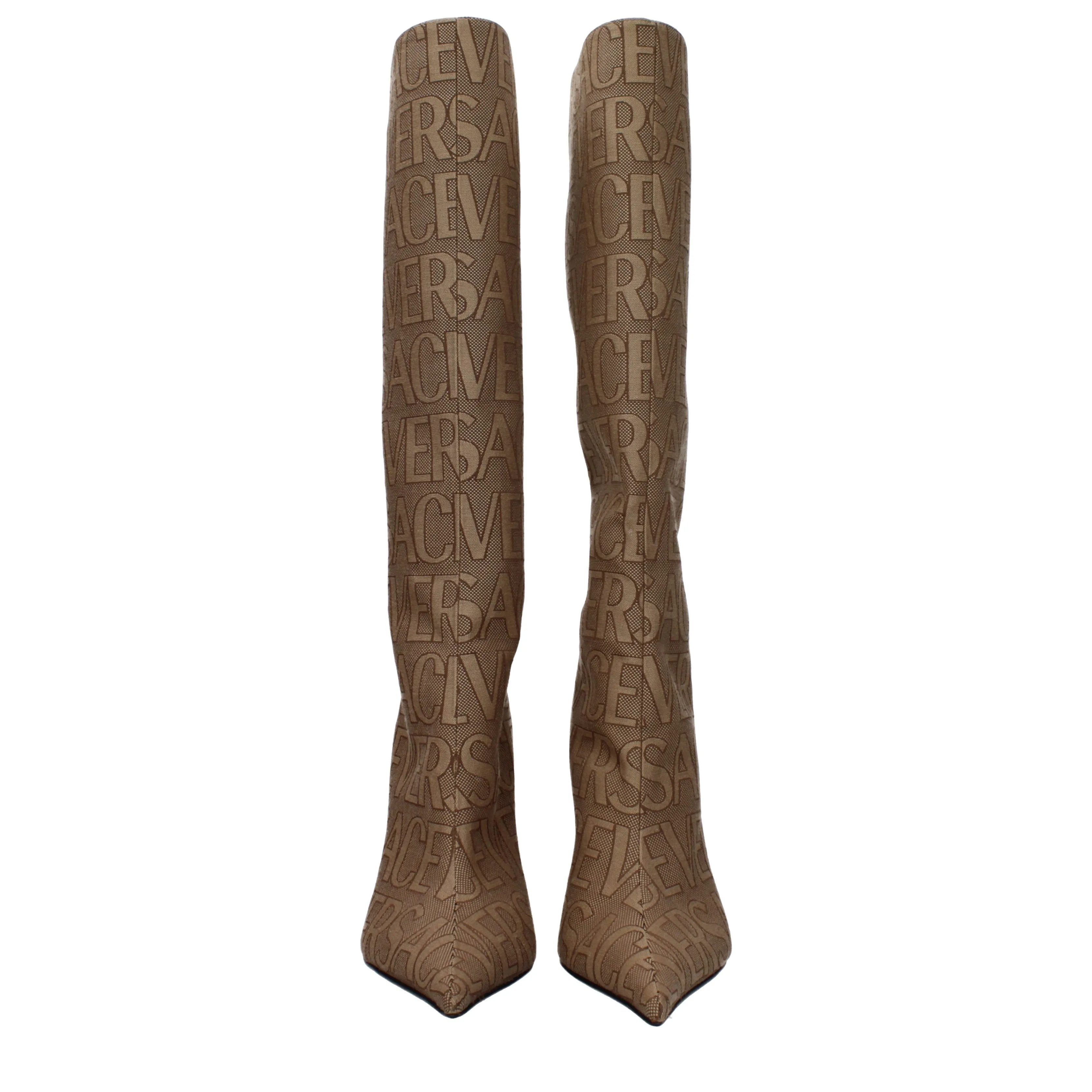 Versace Stivali Donna Tessuto Beige/Marrone